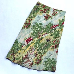 Gap Vintage 90s Silk Skirt with Novelty Print